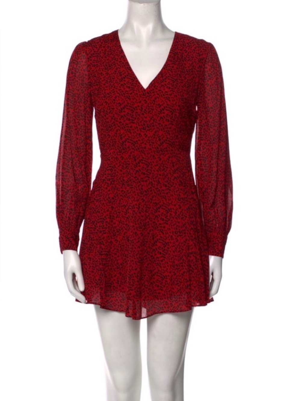 Alice + Olivia Red Printed Mini Skirt with Subtle Black Motif